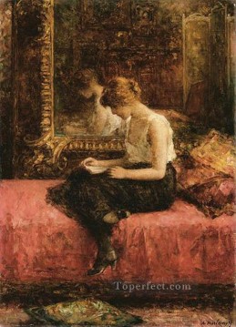 Alexei Harlamov Painting - Literary Pursuits of a Young Lady girl portrait Alexei Harlamov